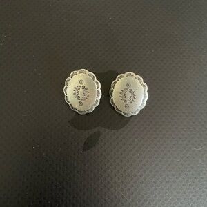 Native Sterling Silver Concho Earrings